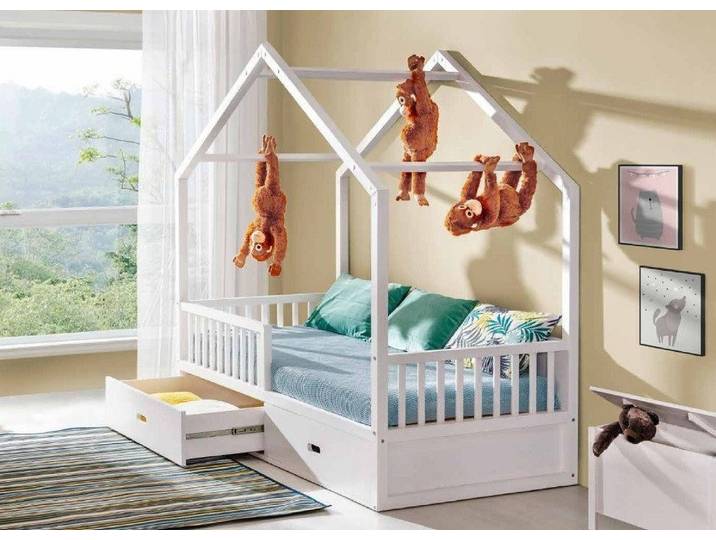 Xlmoebel Kinderbett Hochwertiges Etagenbett aus weißem Holz für Kinderzimmer (Etagenbett, 1-tlg., Kinderbett), Hergestellt in Europa