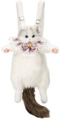 Uplifted Goods Plush Cat Style Backpack Made For Fun And Practical Use grey