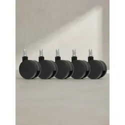 Bürostuhlrollen 5er-Set Polyurethan Schwarz Ø60mm 11mm-Stift für Weichboden