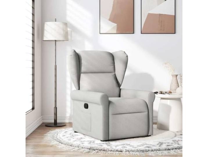 YUTAASU Fabric Recliner Chair Cloud Grey Manual Reclining, 135-Degree Recline, Side Pocket, Wood and Metal Frame, Sturdy TV Chair