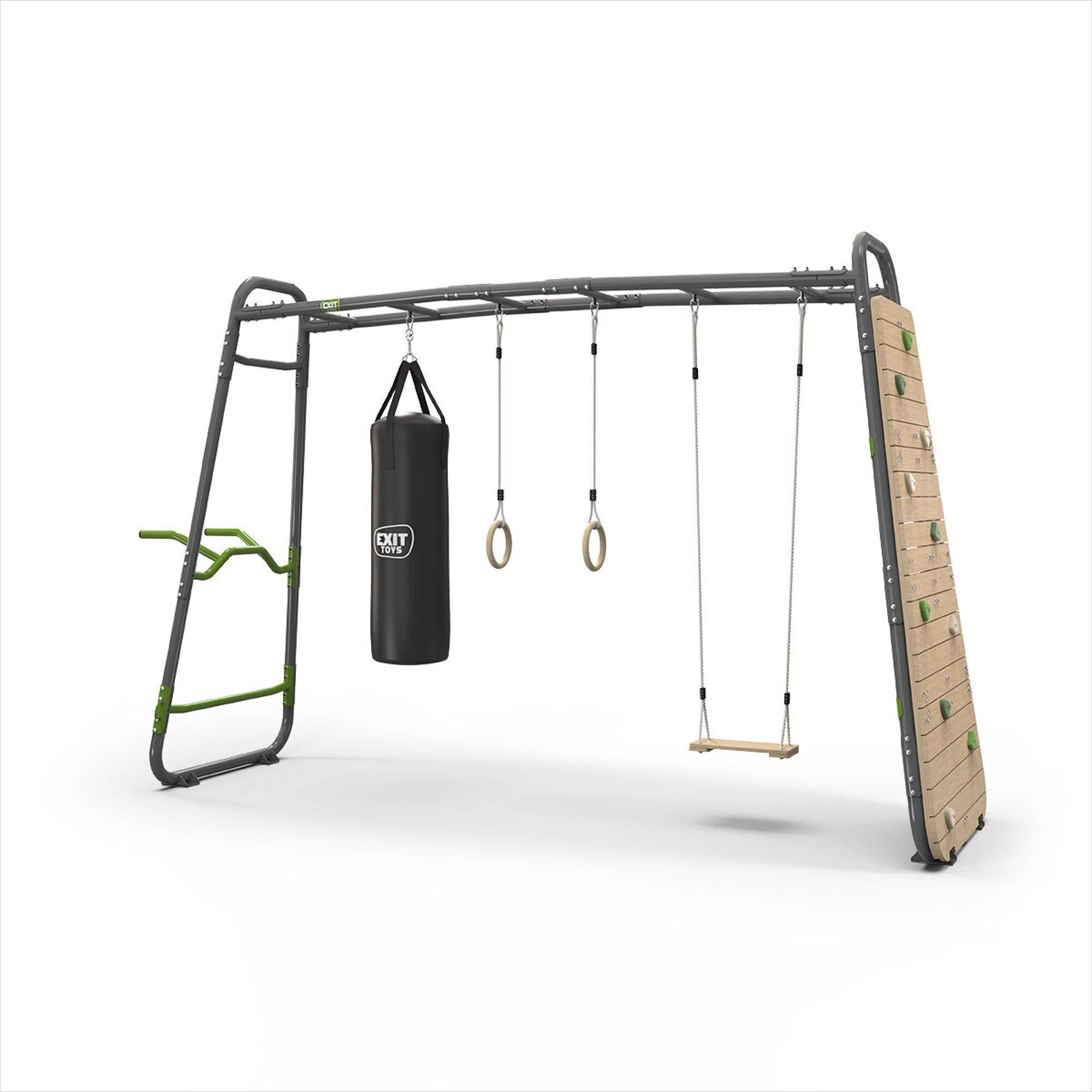 EXIT GetSet Monkeybar MB320, Monkey Bar Klettergerüst für Draußen, Spielgerät für Kinder, Grau