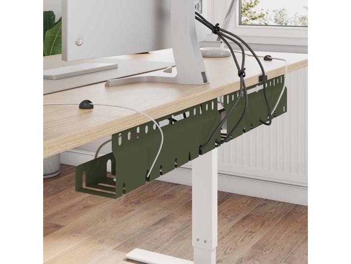 vidaXL Unter dem Schreibtisch Kabelmanagement Tray 2 Stk. Olivgrün