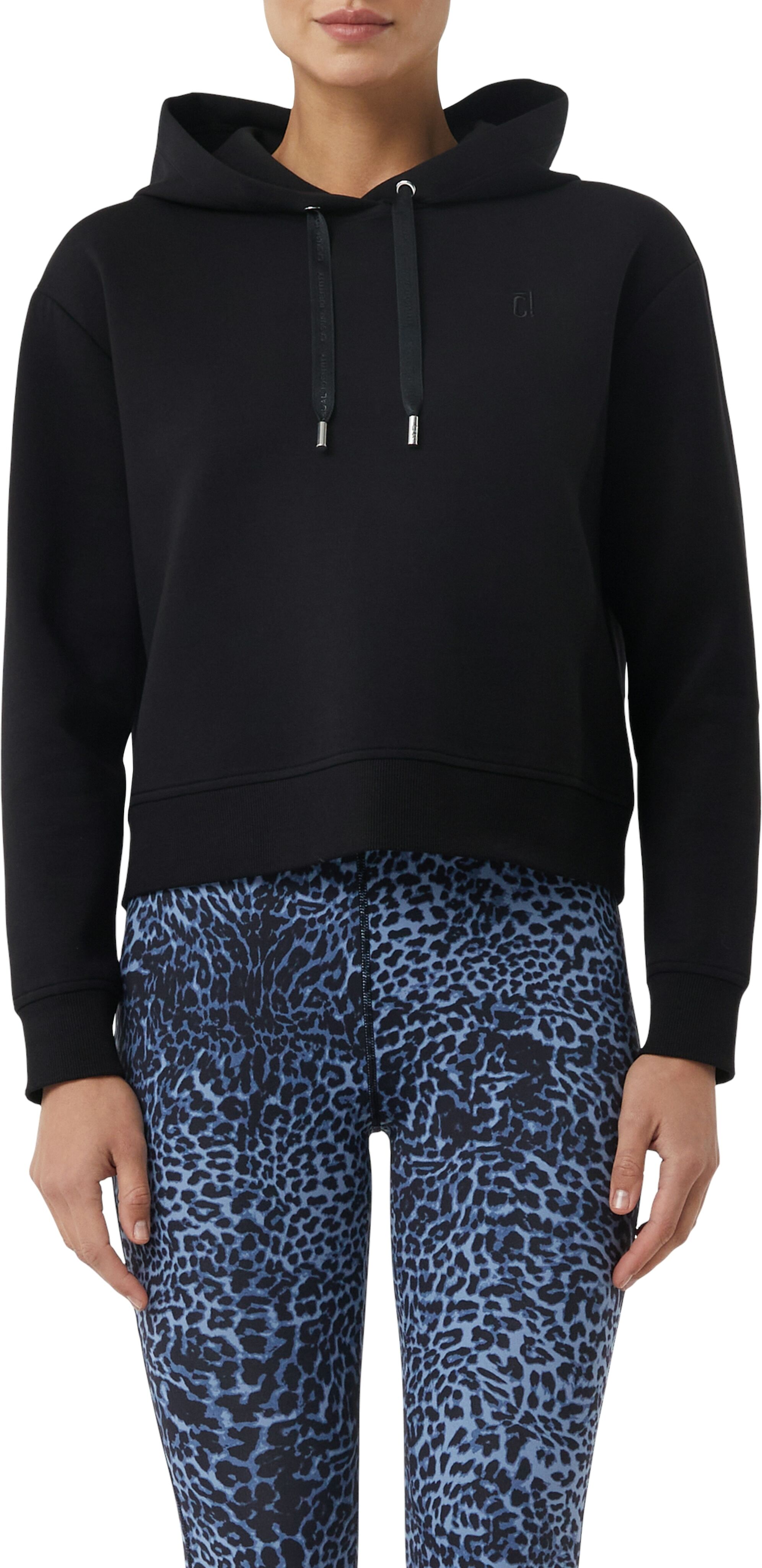 Kapuzensweatshirt, Damen, Gr. 44, schwarz, Sweatware, Obermaterial: 79% Baumwolle, 15% Polyester, 6% Elasthan, COMMA CASUAL IDENTITY, unifarben, lässig geschnitten taillenbedeckt, Rundhals, angesetztes Bündchen, Sweatshirts Kapuzensweatshirt, cropped, cas