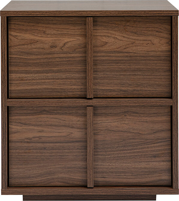 Miliboo Table de chevet 2 tiroirs finition bois foncé noyer LOTHAIRE