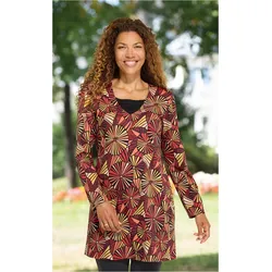 Baumwoll-Mix-Shirt in Druck rot in Größe 48/50 von DW-Shop, Rot, 48/50