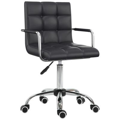 STILVORA Drehstuhl Bürostuhl mit Armlehnen höhenverstellbar 99x53x54 cm Schwarz Kunstleder PVC mit Rollen, minimalistisch, bequem gepolstert