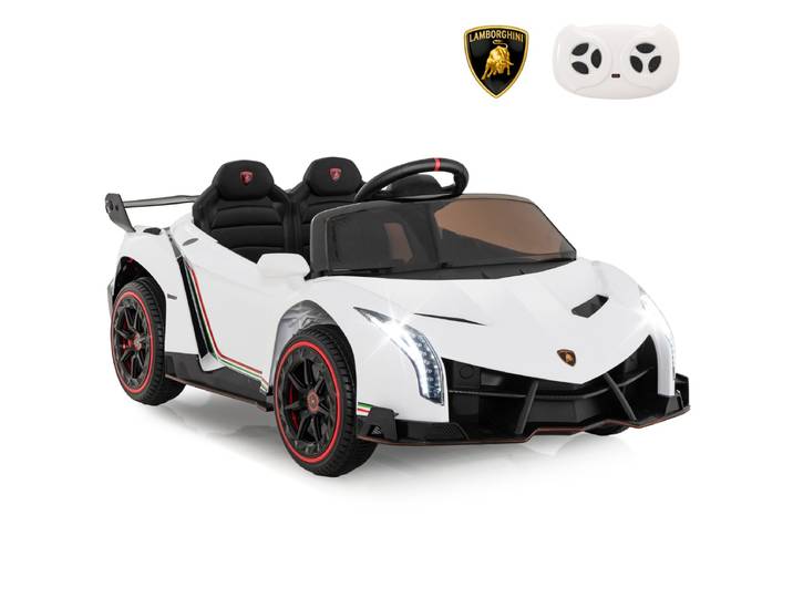 Lamborghini Gelicentieerde Elektrische Auto voor Kinderen Aangedreven Door 12V Batterij Afstandsbediening 3 Snelheden Wit