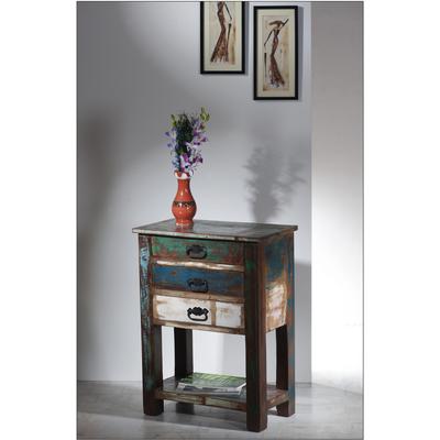 Telefontisch SIT "Cardiff aus Altholz mit 3 Schubladen im Vintage-Look", bunt, Tische, Telefontisch, Altholz aus alten Fischerbooten mit einzigartiger Patina