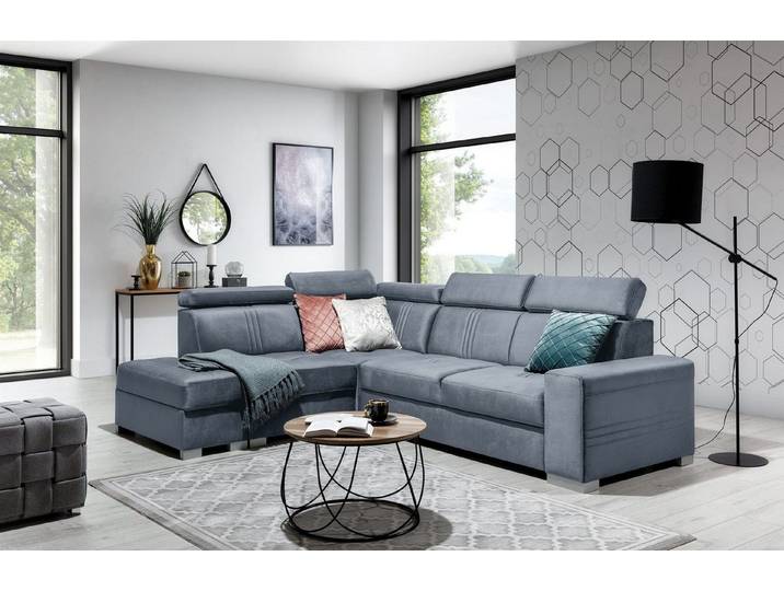 Fun Möbel Ecksofa Ecksofa Schlafsofa NOLAN inkl. USB-Anschluss, inkl. Bettkasten, Kopfteil verstellbar, Rundumbezug, inkl. USB-Anschluss