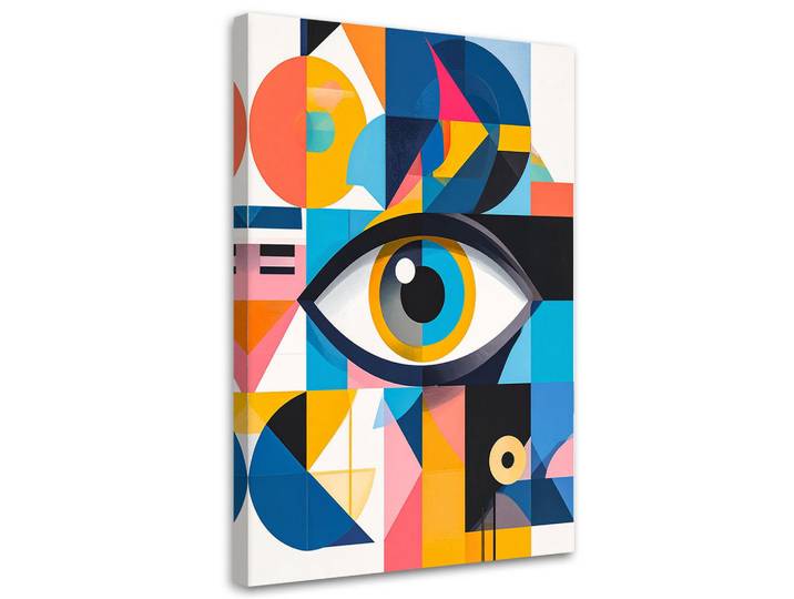 Feeby Leinwandbild Abstraktion Auge inspiriert vom Bauhaus 80x120cm, Mehrfarbig, Rechteckig, 80x120 cm, Bilder & Rahmen, Bilder, Leinwandbilder