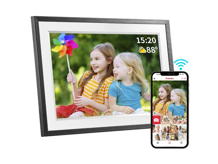 Cadre photo numérique Frameo 10.1 pouces, cadre photo électronique WiFi, album photo électronique intelligent cloud HD 1280*800IPS, stockage 32 Go