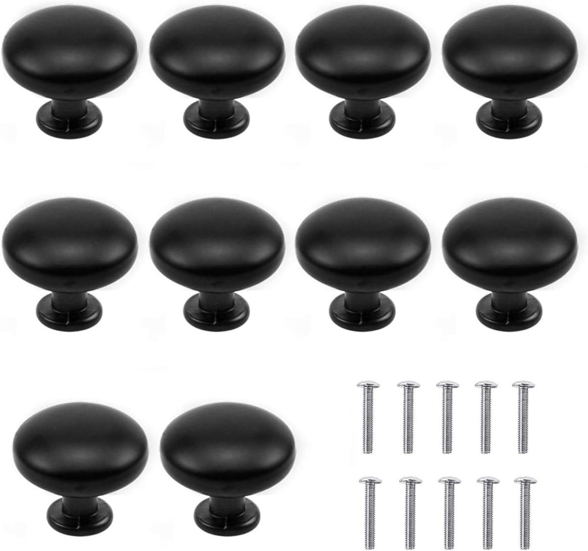 Set van 10 Matte Zwarte Ronde Kastknoppen van Aluminium, 30mm Ladegrepen voor Meubels en Kasten