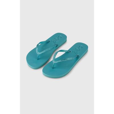 Zehentrenner O'NEILL "PROFILE GLITTER SANDALS", Damen, Gr. 38, blau (botanical heat), Synthetik, Schuhe Zehentrenner, sportlicher Stil, leicht profilierte Gummisohle, ohne Verschluss
