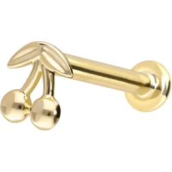 14 Karat Gold Labret mit Push Fit KIRSCHEN