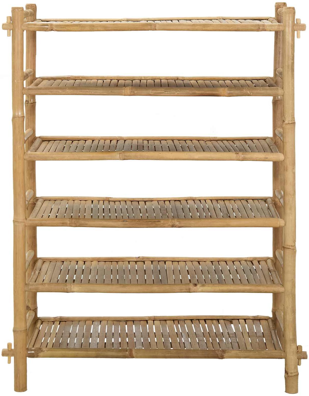 vidaXL Rack à chaussures avec étagère Naturel 6 niveaux Bambou