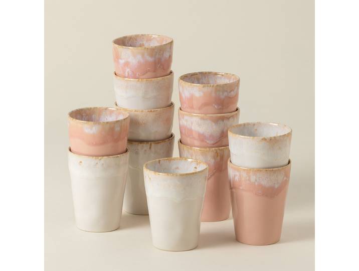 Latte-Tasse Grespresso 12er-Set Ø 9cm Pink/Weiß/Pink/Weiß
