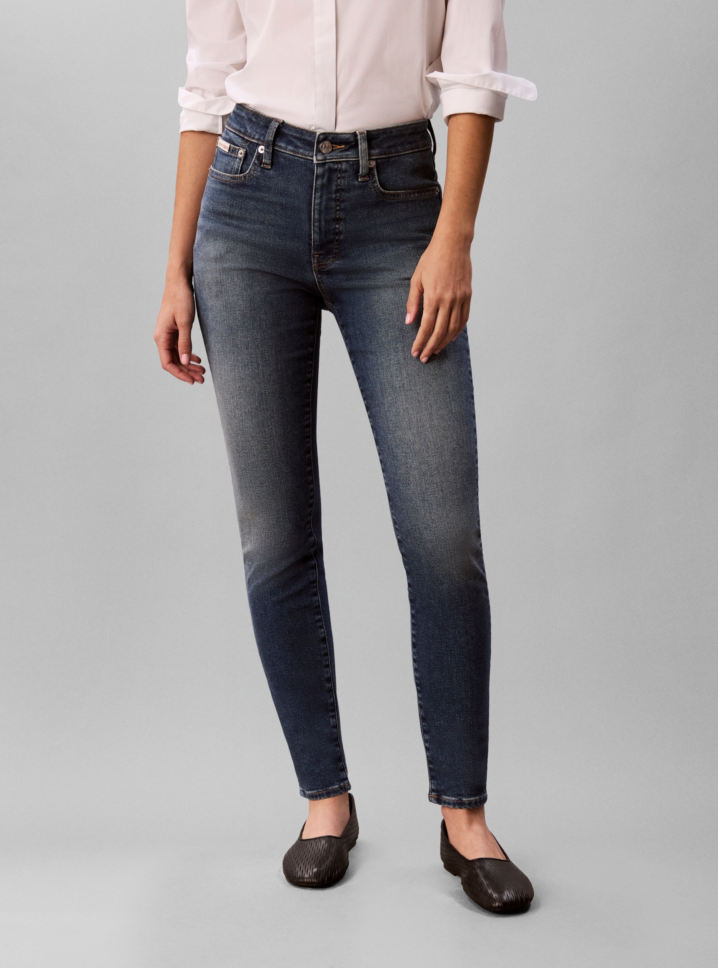Skinny-fit-Jeans CALVIN KLEIN JEANS "MID RISE SKINNY BLUE BOROUGH", Damen, Gr. 32, Länge 29, blau (blau borough), Denim/Jeans, Obermaterial: 80% Baumwolle, 12% Polyester, 6% Elastomultiester, 2% Elasthan, unifarben, skinny fit lang, Jeans Skinny-fit-Jeans