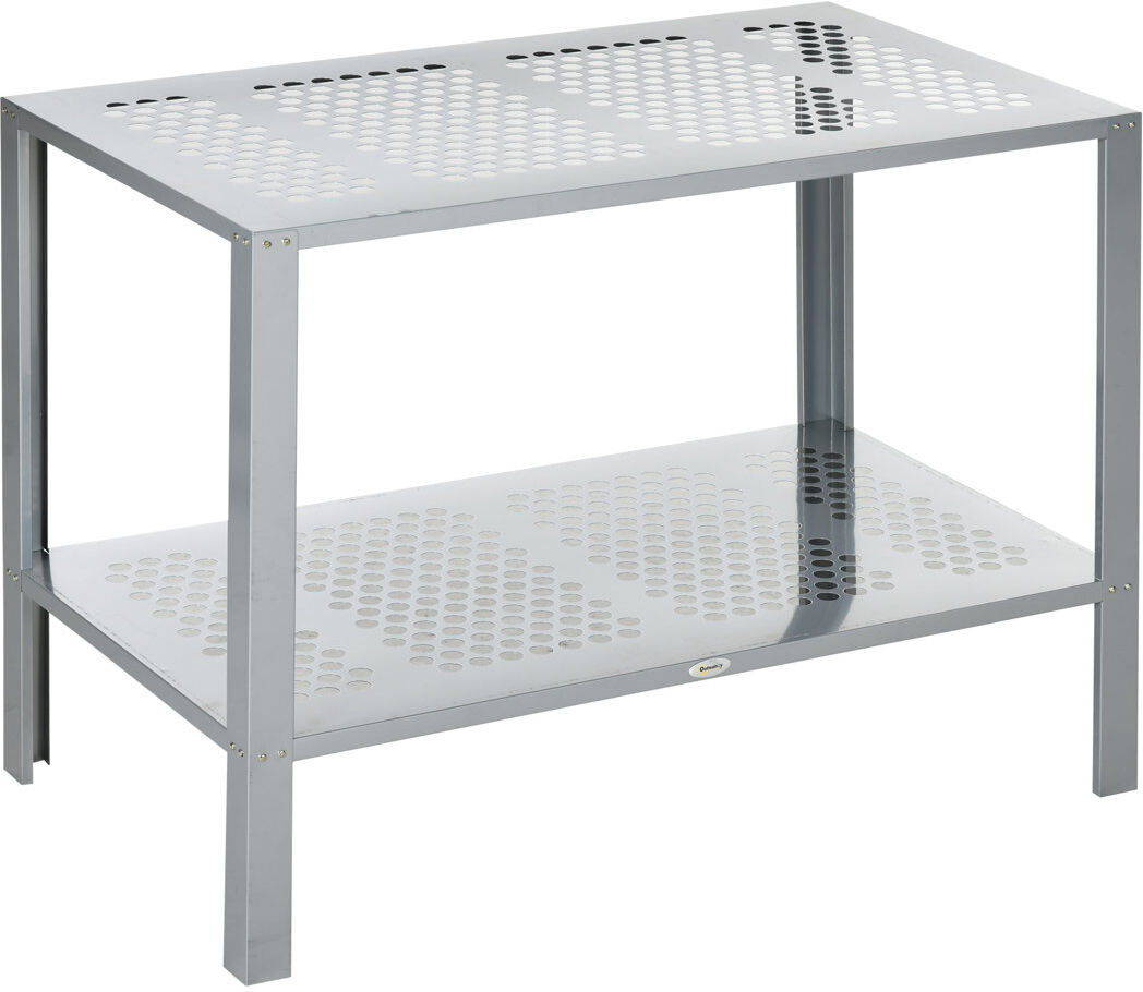17 Stories Ithaman 2-Tier Plant Stand Corner Shelf Greenhouse Staging Silver Silver 81cm H X 107cm W X 61cm D
