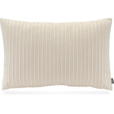 Dekokissen H.O.C.K. "Precious Cord", weiß (ecru, weiß, unifarben), B:60cm H:10cm L:40cm, Polyester, Dekokissen_Sitzkissen_Kissenhüllen, leicht schimmernde unterschiedlich große Längsstreifen im Retro Style