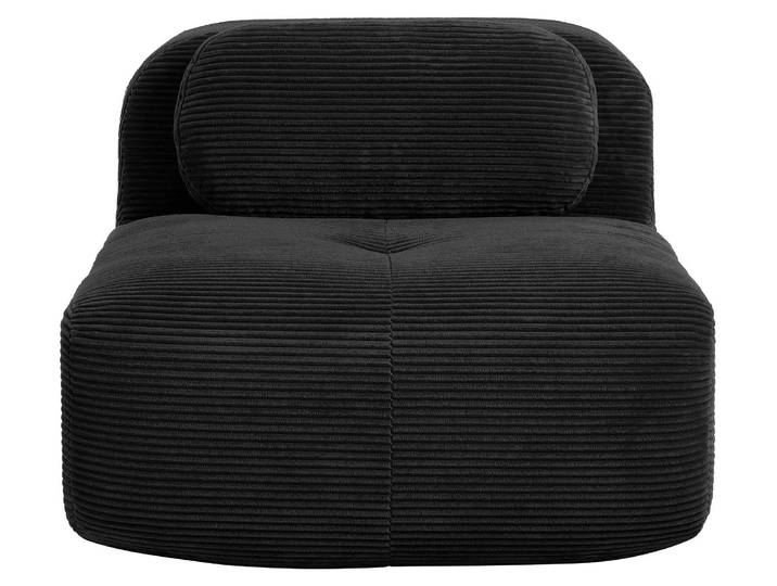 Canapé fauteuil modulable sans accoudoirs en velours côtelé noir 90x103cm