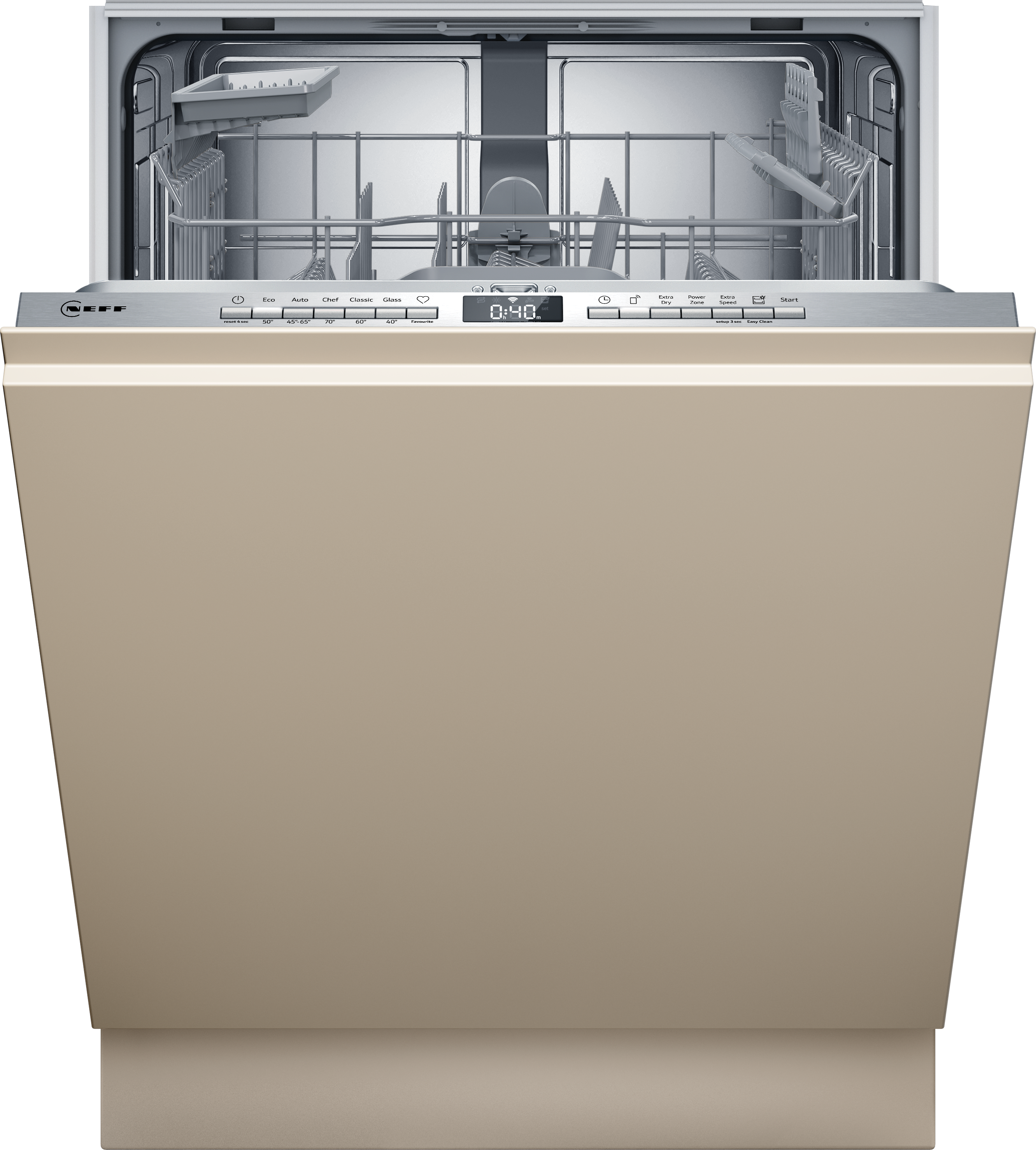 NEFF vollintegrierbarer Geschirrspüler "S275HTX06E", Energieeffizienz: C (A-G), beige, B:59,8cm H:86,5cm T:55cm, Geschirrspüler, Info Light - erlischt bei Beendung des Spülvorgangs, flexible Körbe