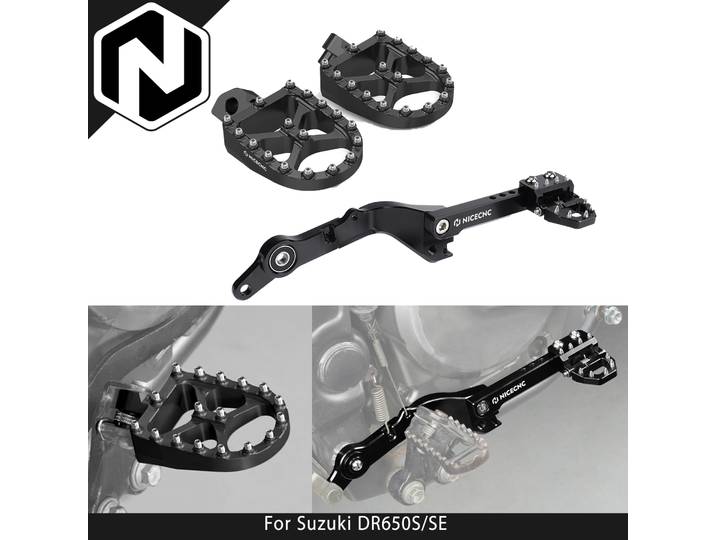 NICECNC Pédale de frein arrière réglable avec repose-pieds larges et élargis pour Suzuki DR650 DR650S DR650SE 1996-2025 2024 2023