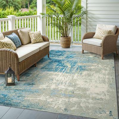 Style Haven Nova Distressed Glacial Abstract Beige/ Blue Area Rug