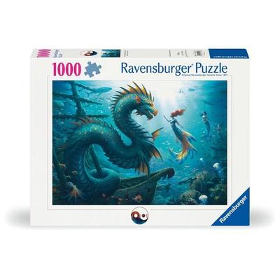 Erwachsenenpuzzle 1000 Teile - Verzauberte Tiefen: Drache, Meerjungfrau und Schildkröten