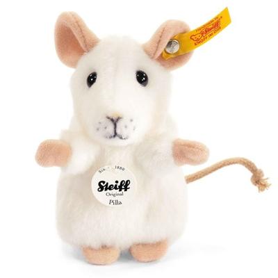 Steiff 056215 - Pilla Maus, aufwartend, weiß, Webpelz, 10 cm