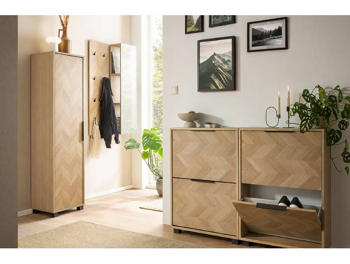 Schuhkipper Piazza 86cm Holz/Braun/Eiche Hell Dekor