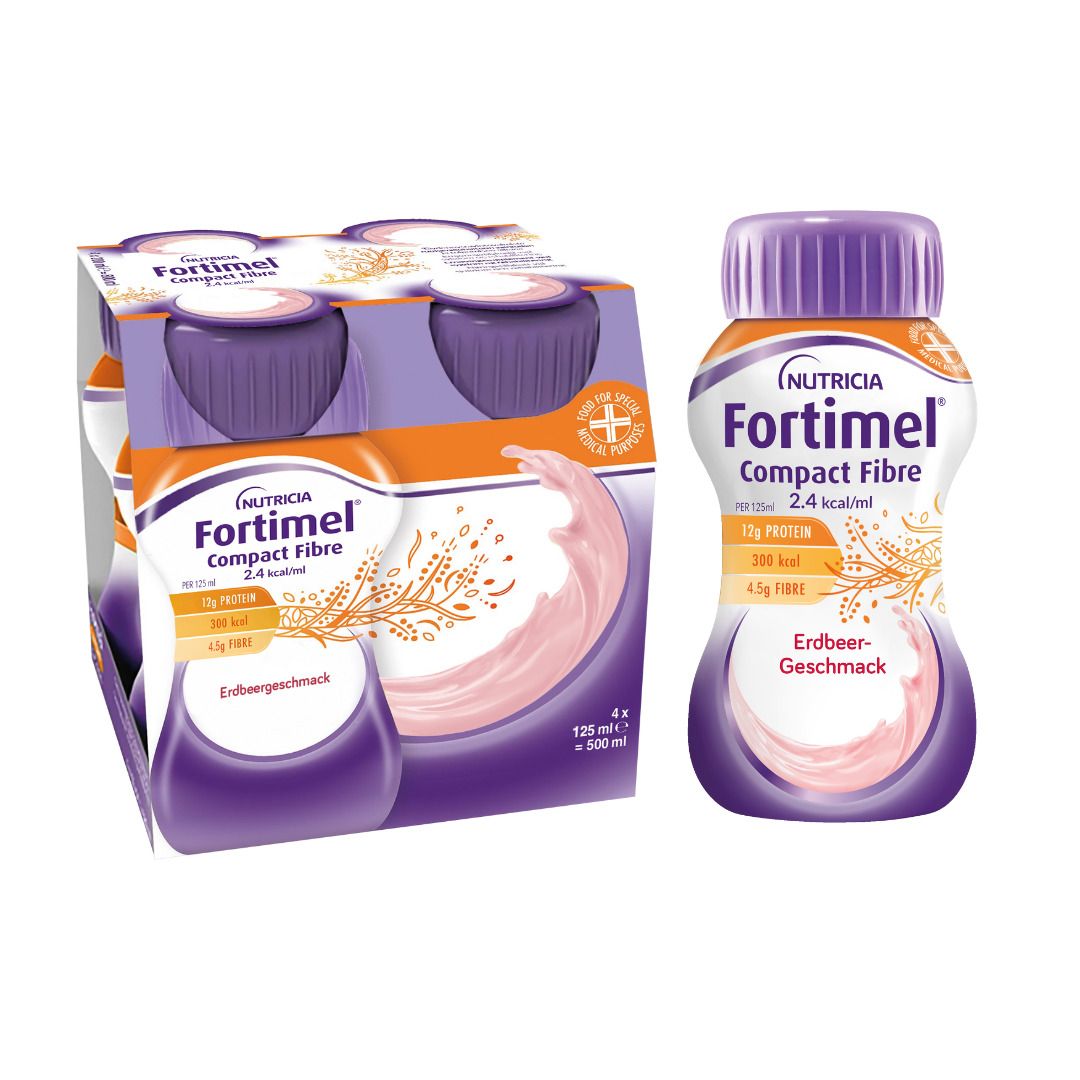 Fortimel Compact Fibre Erdbeere 4x125 ml Flüssigkeit