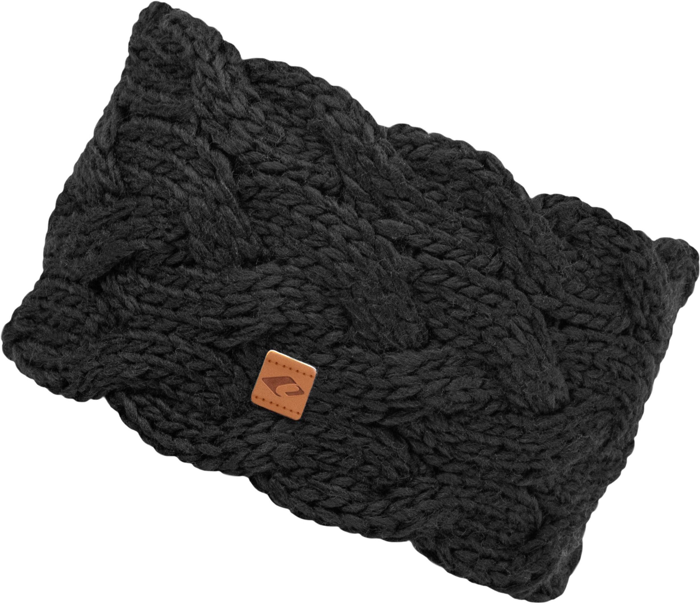 Stirnband CHILLOUTS "Lexi Headband", Damen, schwarz, Strick, Kunstfaser, Zopfmuster, unifarben, Mützen Stirnband, Zopfmuster, extra breit, gefüttert