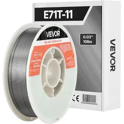 VEVOR Fülldraht 0,8 mm, MIG Schweißdraht E71T-11, 4,5 kg Gaslose Drahtrolle für Baustahl mit Geringer Spritzerbildung für Alle Schweißpositionen, Selbstschützend für den Außeneinsatz, 1 Stk.