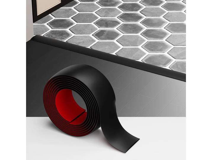 Art3d Bande de transition adhésive en vinyle pour sols - 300 x 4 x 0,3 cm, Noir - Bande de finition facile à décoller et à coller pour sols stratifiés, carrelés et tapis