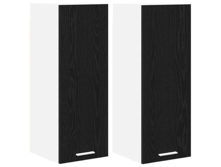 IBUQDDV Hängeschrank 2 STK. Schwarze Eiche und Weiß Holzwerkstoff Wandmontage, Küchenutensilien, Geschirr, offene Arbeitsplatte, feuchtes Tuch reinigen