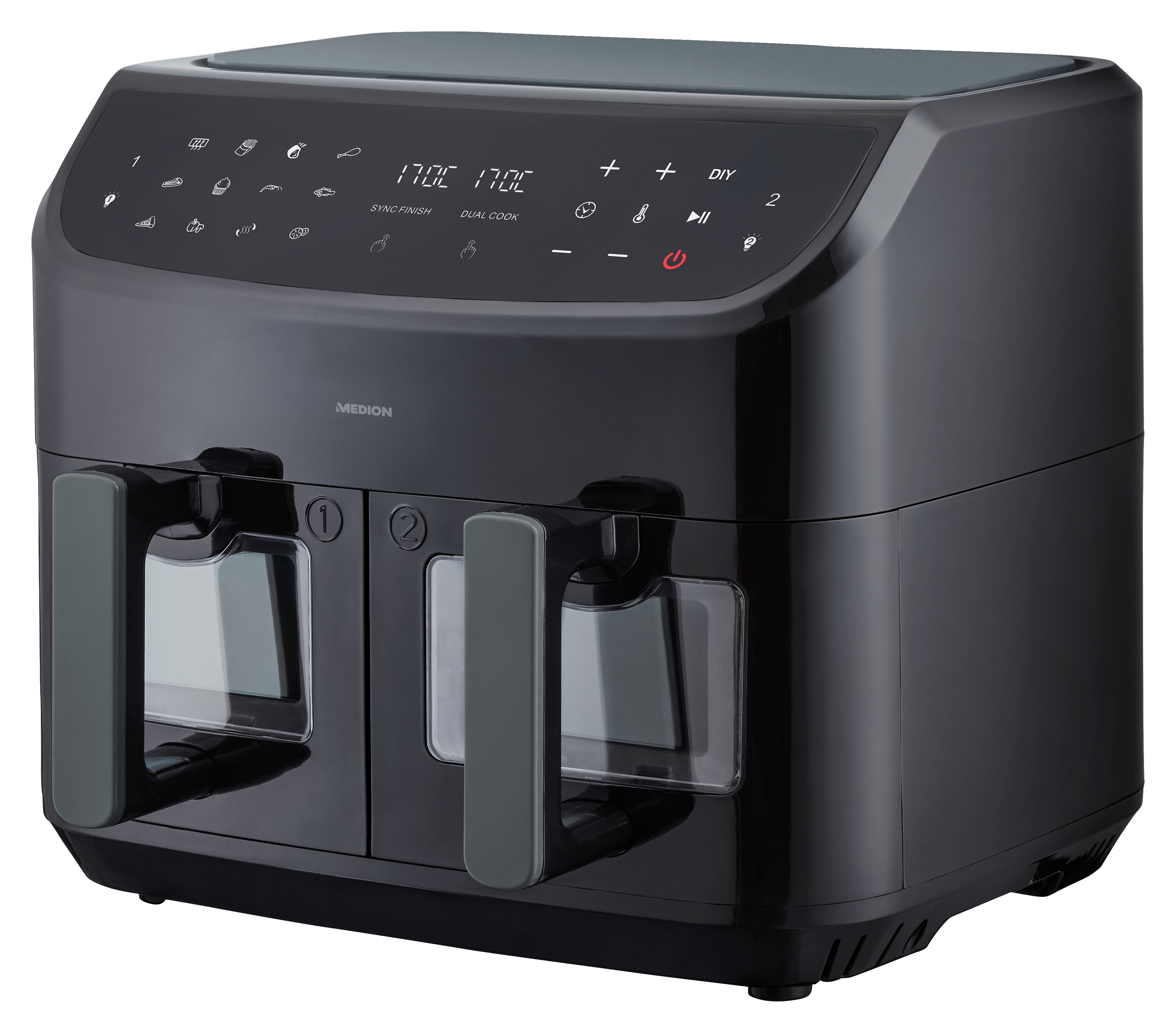 Medion MD 11760 Life P20 XXL Twin Doppelzonen-Heißluftfritteuse 8,7 l, schwarz