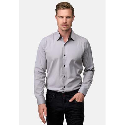 Langarmhemd RUSTY NEAL, Herren, Gr. XL, EURO-Größen, grau, 60% Baumwolle, 37% Polyester, 3% Elasthan, unifarben, Hemden, mit trendigem Farbkontrast
