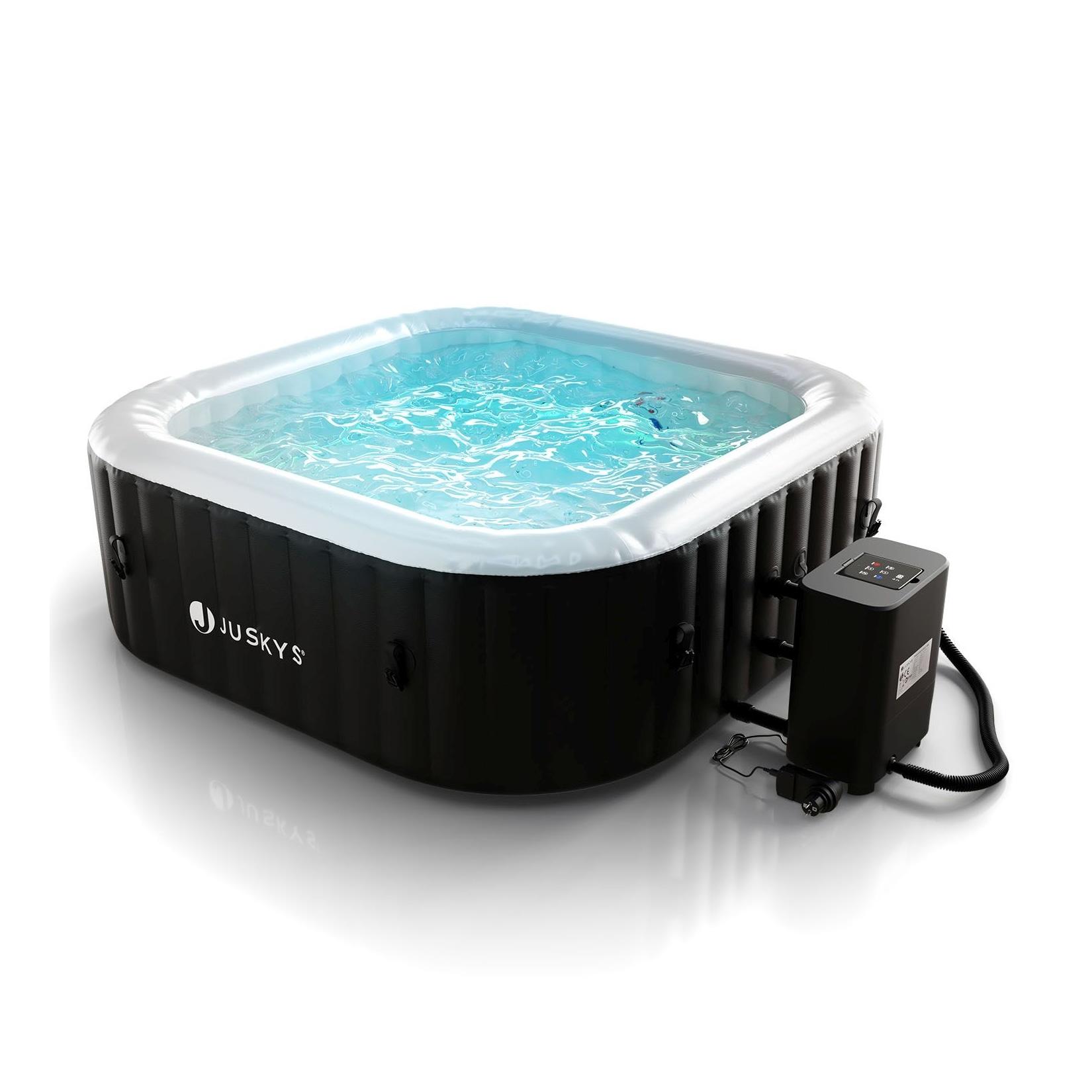 Juskys® Whirlpool SpaLuxe mit LED – 130 Sprudeldüsen, 2400W Heizung, 910L Volumen, aufblasbar - Schwarz / Weiß