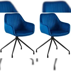 Proregal CHEFGASTRO 2er Set Esszimmerstuhl LEXINGTON Samt HxBxT 81x58x58cm Dunkelblau Küchenstuhl