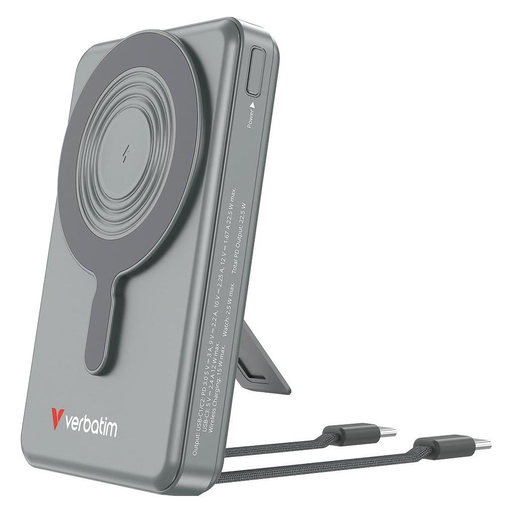 Verbatim Charge'n'Go Power Bank 2C & Display 10000mAh grey (10000 mAh, 52 W, 38.50 Wh) (32272)