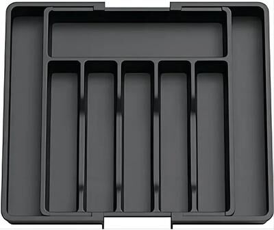 Uplift Treasures Expandable Adjustable Cutlery Drawer Organizer Tray black