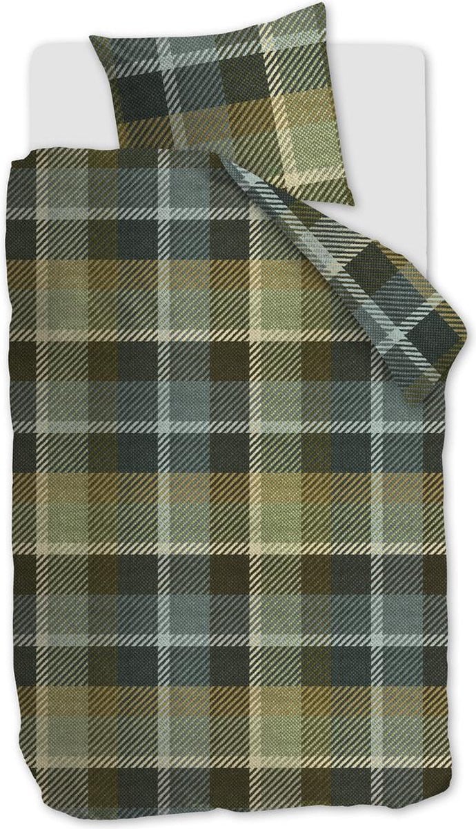 Beddinghouse Brett dekbedovertrek eenpersoons groen 140x200/220 cm