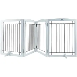 VEVOR Freistehendes Hundetor, Haustiertor, 610 x 813 mm Türschutzgitter 4-Platten-Faltbares Hundetor für Breite & Schmale Durchgänge, Erweiterbare Klappbare Hundebarriere, Weißes Treppenschutzgitter