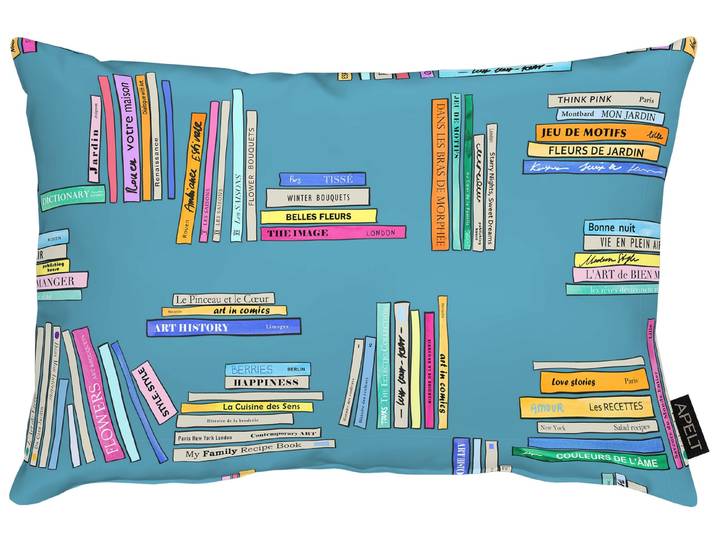 Dekokissen APELT Carta - Digitaldruck auf Samt , blau (turkis, rose, bedruckt), B:40cm H:10cm L:60cm, Polyester, Dekokissen_Sitzkissen_Kissenhüllen, Dekokissen, inclusive Soft-Kissenfüllung 100% PES