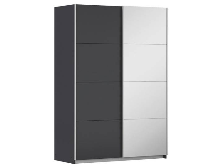 Schwebetürenschrank, Graphit/Silber, 136x197x61 cm, Holzwerkstoff, 2 Fächer, Modern, Rauch
