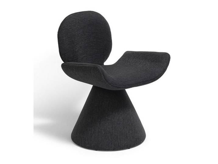 JVmoebel Esszimmerstuhl Stuhl Design Schwarz Stoff Skulptural Rund Komfort Ausdrucksstark, Made in Europa