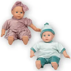 Stoffpuppe Babypuppe 40 cm Textilstoff/Vinyl geschlechtsneutral bewegliche Glieder - mamamemo Puppe - für Kleinkinder 1-6 Jahre