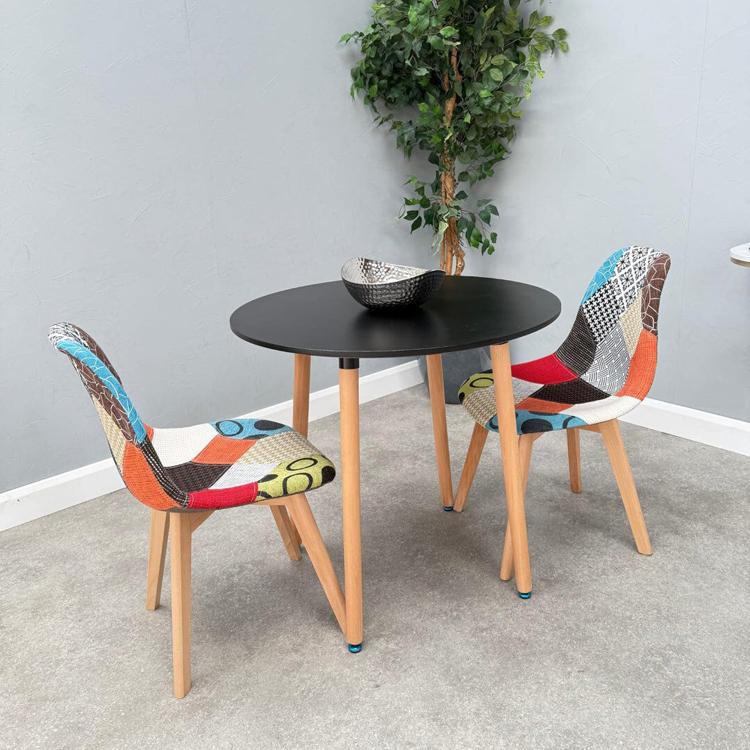 PN Home 2 -Person Beech Solid Wood Dining Set Black 2