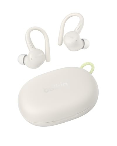 Belkin SoundForm ActiveFit Sportieve Draadloze Oordopjes met Microfoon, IP54 Waterbestendig, 36 Uur Batterijduur, Zand/Crème