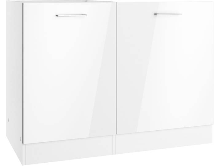 Spülenschrank KOCHSTATION KS-Milan , weiss (weiß hochglanz), B:110cm H:82cm T:60cm, MDF, Schränke, Spülenschrank, Spülzentrum 110 cm, matte oder hochglänzende Fronten